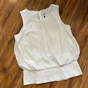 Cabi White Zip Back Layered Top
